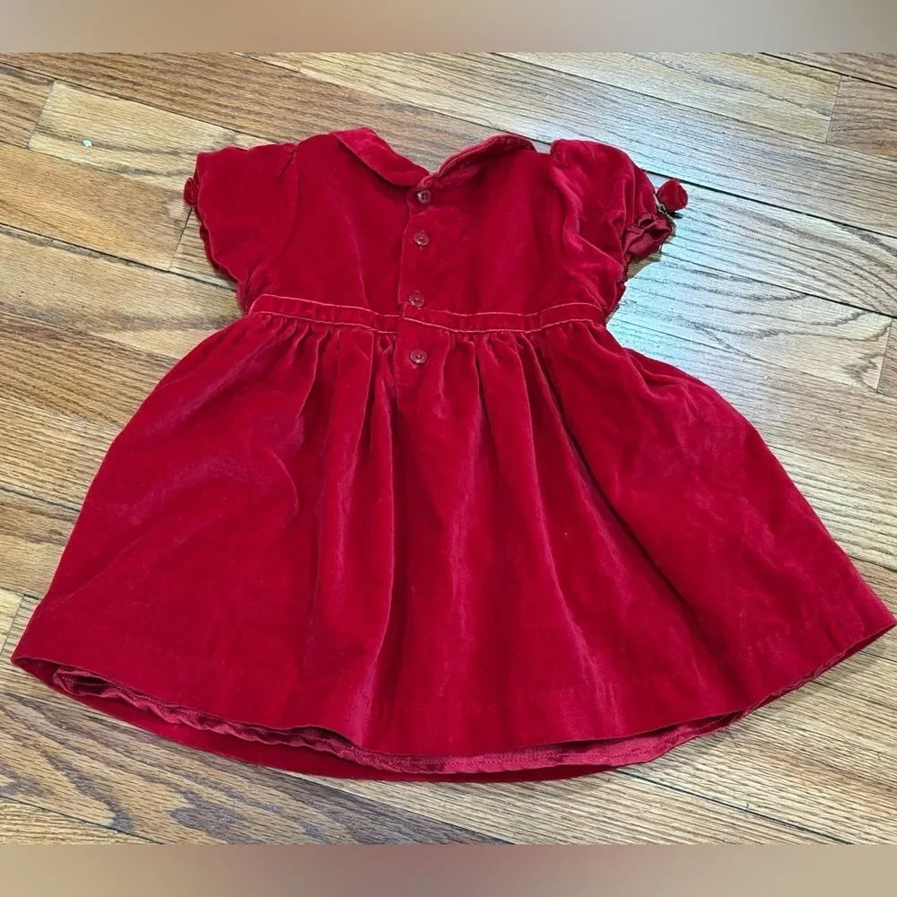 Children’s Place Red Velvet Baby Girls Short Sleeve Dress size 12 months Holiday